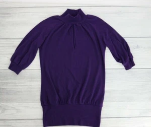Charlotte Russe Vintage Womens Mock Neck 3/4 Sleeve Sweater Size Small Purple - Picture 1 of 3