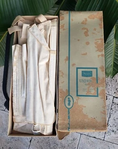 Antico corsetto vintage SEARS GALE scatola originale con bretelle in metallo e documenti - Foto 1 di 13
