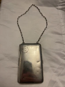 Antique Victorian Sterling Silver  Wallet/ Purse Wrist Chain Compact W/Mirror - Picture 1 of 6