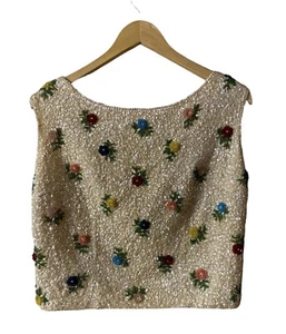 VINTAGE Grown Rose Originals ärmelloses Crop Top mit Pailletten Gr-42 - Bild 1 von 7