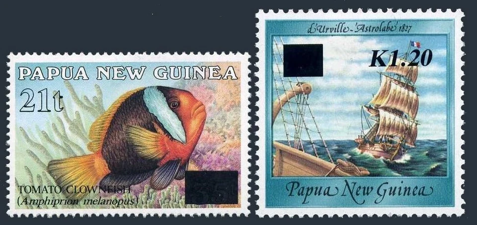 Papua New Guinea 823-824,lightly hinged.Michel 706-707.Value 1994.Clownfish,Ship - Image 1 of 1