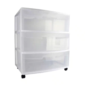 3-Drawer Storage Cart Clear Portable Durable Casters for Easy Mobility - Picture 1 of 12