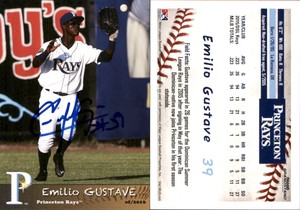 Emilio Gustave Signed 2016 Grandstand Princeton Rays #14 Card Princeton Rays