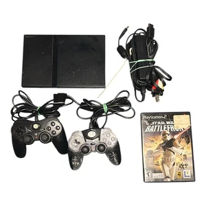 Consola Sony PlayStation 2 PS2 SCPH-75001 Negra Delgada con Controladores Cables y Juego - Imagen 1 de 1