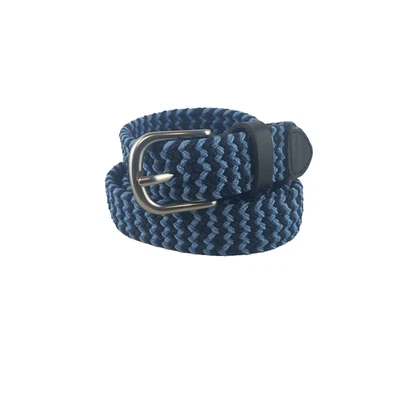 Cinturón Rohan para mujer mediano azul a rayas trenzado tejido elástico palmeado militar golf Foto 1 de 4