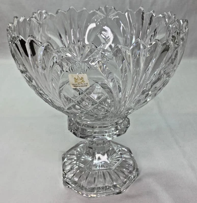 Vintage Design Guild Footed Compote Bowl Vase Crystal Made in Poland - Image 1 of 4