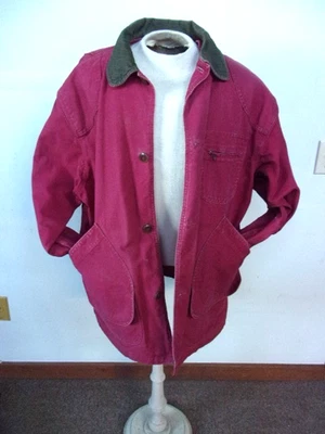 Abrigo de trabajo LL Bean para hombre talla L rojo para tareas utilitario granero con cuello de pana marrón Foto 1 de 4