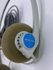 Original Vintage PAN AM Airlines Headset Headphones With Blue Logo Modified - Picture 1 of 8
