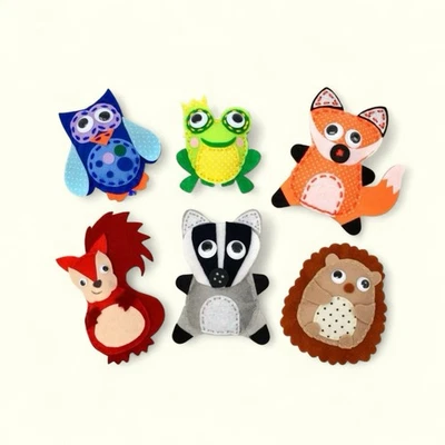 6pcs Woodland Buddies Felt Sewing kits Art Craft Adult Beginners Educational DIY - Image 1 of 4
