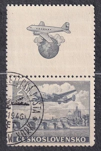 CZECHOSLOVAKIA 1946 SC#C25 USED 24k st.+lb., The first Prague-New York flight. - Imagen 1 de 1