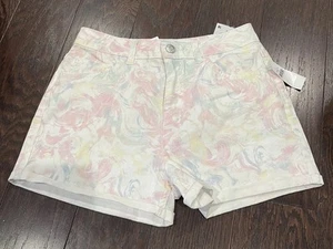 Justice Denim Mini Mom Short Cuffed Shorts Marbled Pastel Girls Size 18 NEW - Picture 1 of 6