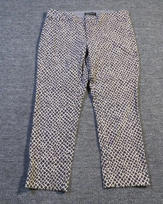 Banana Republic Pants Womens 10P Beige Black Hampton Fit Cropped Geometric Print - Image 1 of 4