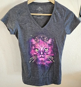 Marvel T-Shirt Damen S grau Captain Marvel lila Galaktische Gans Katze Superheld - Bild 1 von 4