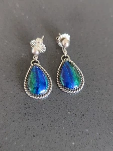 Will Denetdale Navajo Sterling Silver Stamped Dangle Earings 1.5" F41 - Picture 1 of 6