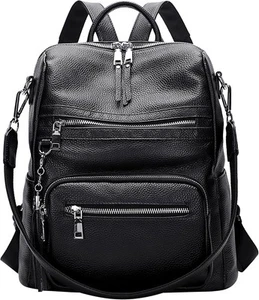 ALTOSY Genuine Leather Backpack Purse for Women Large Shoulder Bag With Black - Picture 1 of 6