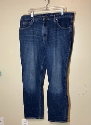 Pantalones de mezclilla elásticos de pierna recta azul calce clásico Saddlebred 40x32 para hombre Foto 1 de 4