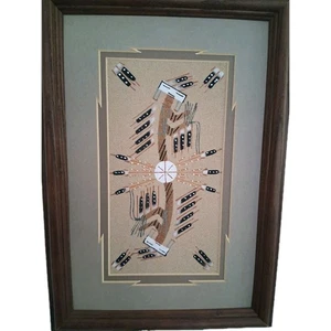 Navajo Sand Painting by Samuel Tsosie 10 x 14 Framed. - Picture 1 of 13