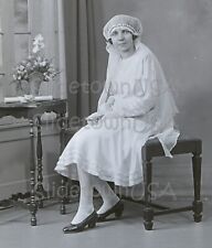 Antique Glass Plate Negative Woman Religious Photo V00687