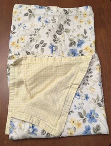 Pair Laura Ashley Meadow Pillow Shams Floral Yellow Blue Gingham Standard Two - Picture 1 of 5