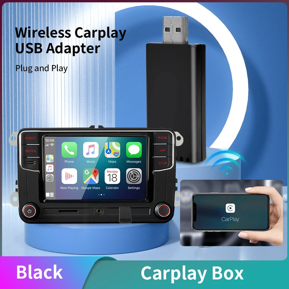 Schwarz USB Dongle Wireless CarPlay Box Adapter Für Apple Iphone Auto Radio Link - Bild 1 von 4