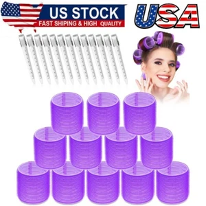 Jumbo Hair Curlers Set-24Pcs with 12Large Rollers and 12Clips for Adding Volume - Picture 1 of 8