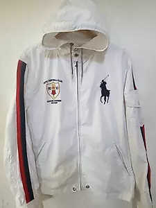 Giacca con cappuccio vintage Polo Ralph Lauren Big Pony bianca taglia L - Foto 1 di 11