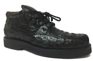 Mens Black Crocodile Western Shoe Sneakers Real Exotic Leather Rodeo Size 7.5 - Picture 1 of 5