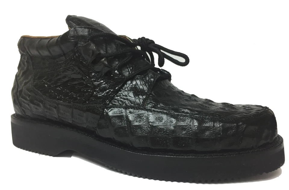 Mens Black Crocodile Western Shoe Sneakers Real Exotic Leather Rodeo Size 7.5 - Image 1 of 4