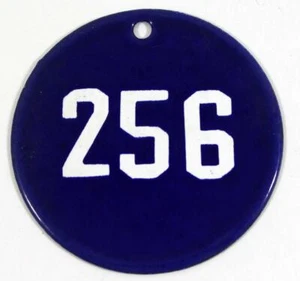 Antique Blue Porcelain Enamel Metal Marker Number 256 ~ 3" Diameter - Picture 1 of 3