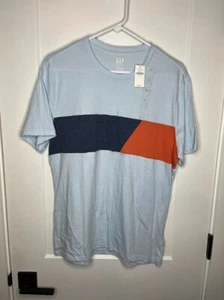 Camiseta GAP The Essential Crew Rayas Para Hombre Mediana Nueva Con Etiquetas Azul Claro - Imagen 1 de 3