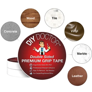Carpet Tape Double Sided Extra Strong Heavy Duty Sticky Clear Rug Adhesive 20M - Picture 1 of 9
