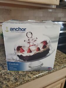 Anchor Hocking 2-Piece Canton Cake Stand - Glass. NEW in box.