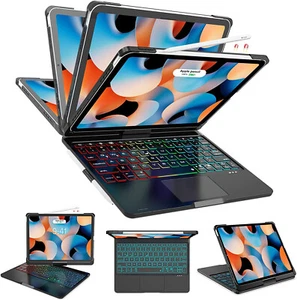 Backlit Touchpad Rotate Keyboard Case For iPad 7/8/9th 10th Gen Air 3 4 5th Pro - Picture 1 of 76