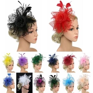 Fascinator Hat Feathers Hair Clip Tea Party Headband Alice Headband Clip - Picture 1 of 28