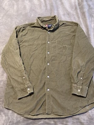 Camisa Chaps Vintage Para Hombre Grande Verde Pana Bolsillos con Botones Algodón Foto 1 de 4