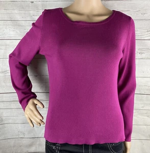 Chico's Size 0 Sweater Raspberry Pink Thin Knit Rayon Nylon Blend Magenta Casual - Picture 1 of 12