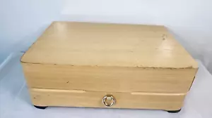 Vtg Wooden Silverware Flatware Storage Box Anti Tarnish pink Lined w/ Drawer - Picture 1 of 17