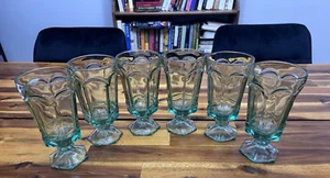 Set of 6 Fostoria Light Green Footed Iced Tea Glasses, USA, MINT - Discontinued - Picture 1 of 7