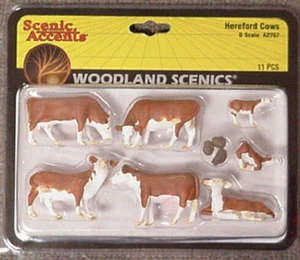 O scale HEREFORD COWS Woodland Scenics People 2767 - Picture 1 of 2