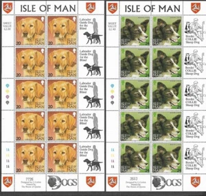 Isle of Man- Working Dogs complete set of sheet 1996 Dogs pets - Picture 1 of 3