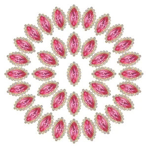 40Pcs 15x5mm Glass Horse Eye Sew on Rhinestones Crystal Decor Rose Red - Picture 1 of 7