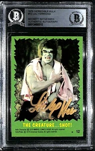 Tarjeta firmada por Lou Ferrigno 1979 Topps The Incredible HULK #12 LOSA BAS Witness - Imagen 1 de 4