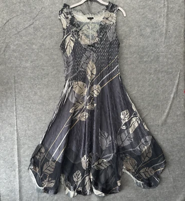 Vestido sin mangas Komarov para mujer XL negro plateado Charmeuse calce de gasa acampanado Foto 1 de 4