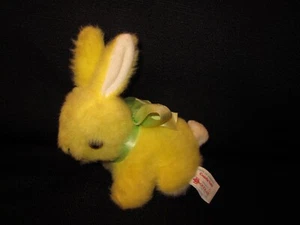Douglas Cuddle Toys "Yellow Bunny Rabbit w/Green Bow" Plush Stuffed 5" Vintage - Picture 1 of 10