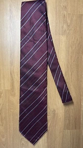 Hart Schaffner & Marx Maroon w/ Blue Stripe 100% Silk Men Necktie Made in Italy - Picture 1 of 5