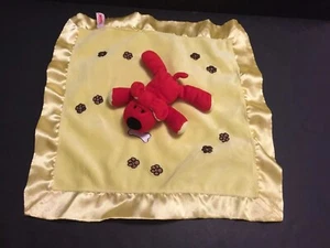 Mary Meyer Wubbie Yellow Lovey Red Puppy Dog Security Blanket Footprints Satin - Picture 1 of 12