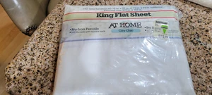 Sheet FLAT King Made  "At Home"W/CITY CHIC New VTG Sealed, FLORAL,MORNING GLORY - Picture 1 of 5