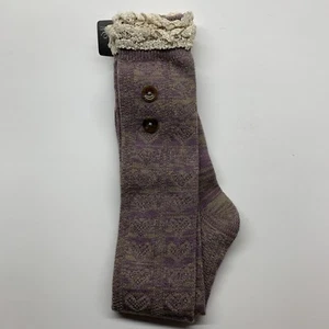 Simply Noelle Crochet Lace Boot Socks Tall Buttons Accent Purple - Picture 1 of 7