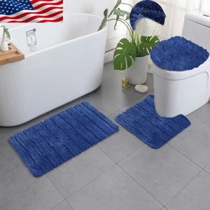 Bathroom Rug Set Water Absorbent Non-Slip Bath Rug,Contour Mat,Toilet Seat Cover - Picture 1 of 8