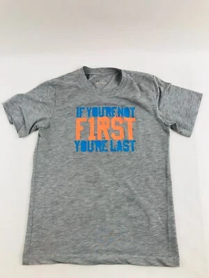 Under armour Shirt Men's Size 7 Gray Heat Gear If You are not First you are Last - Image 1 of 4